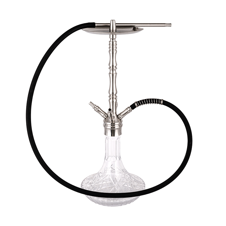 Hoa văn trong suốt Kính bạc Thép không gỉ Bốn lỗ Hookah 64cm-1