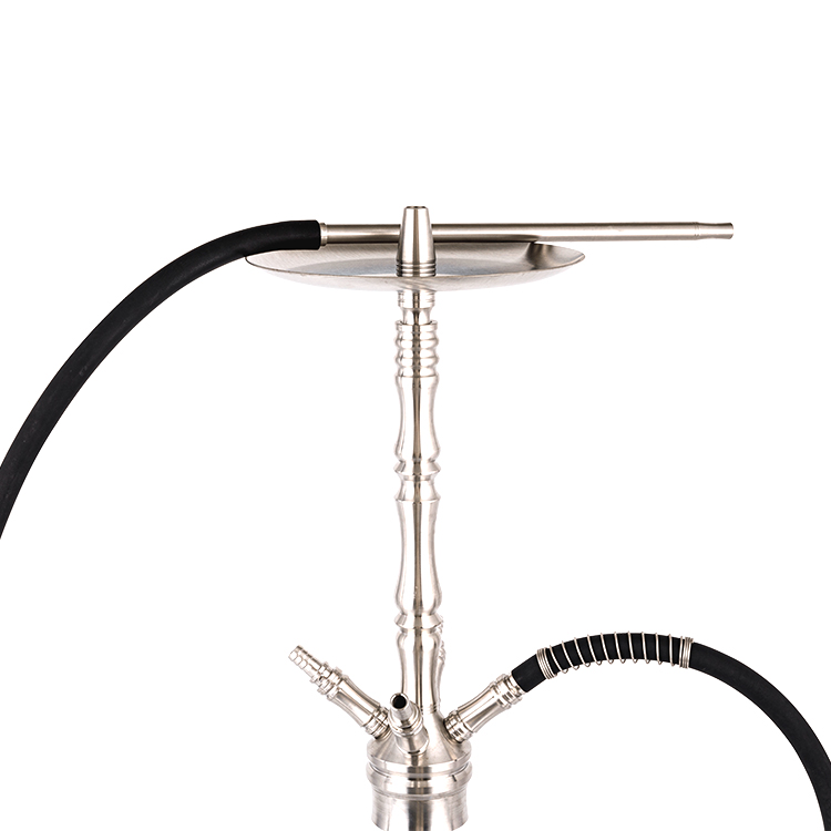 Hoa văn trong suốt Kính bạc Thép không gỉ Bốn lỗ Hookah 64cm-1