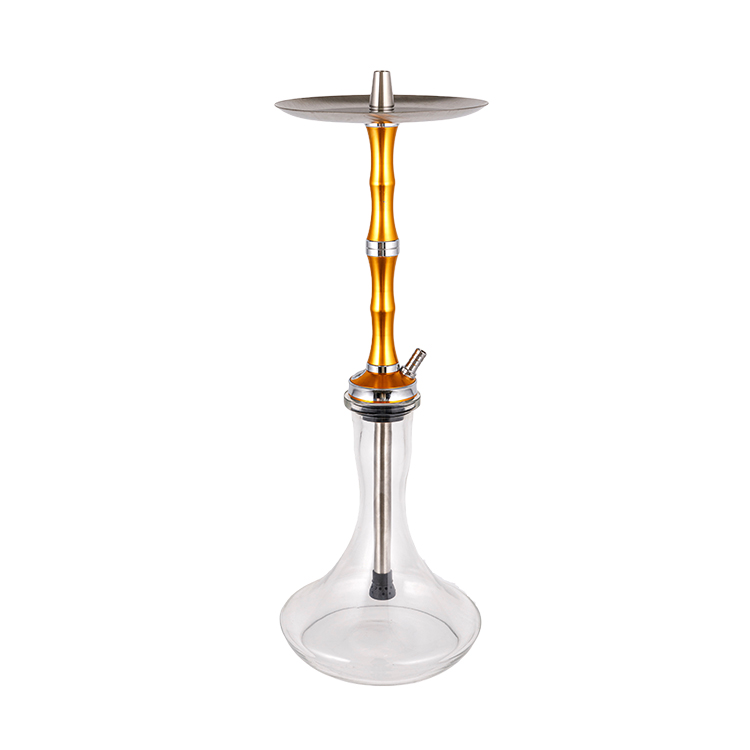 Pclear Kính Nhôm Thép Không gỉ Một Lỗ Vàng Hồng Hookah 56cm