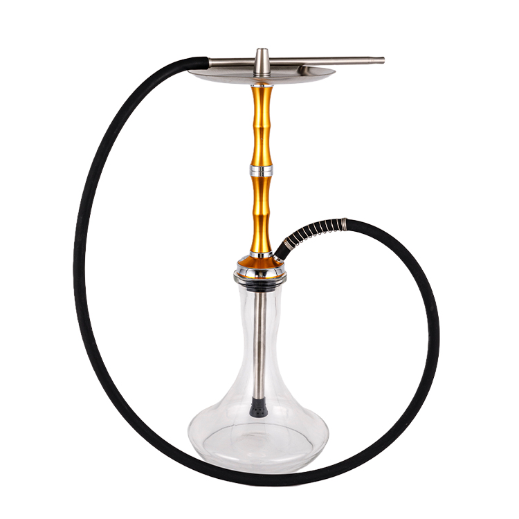 Pclear Kính Nhôm Thép Không gỉ Một Lỗ Vàng Hồng Hookah 56cm