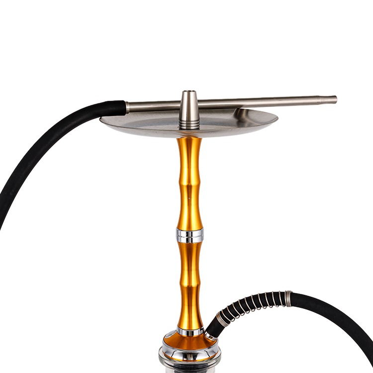 Pclear Kính Nhôm Thép Không gỉ Một Lỗ Vàng Hồng Hookah 56cm