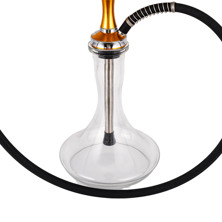 Pclear Kính Nhôm Thép Không gỉ Một Lỗ Vàng Hồng Hookah 56cm