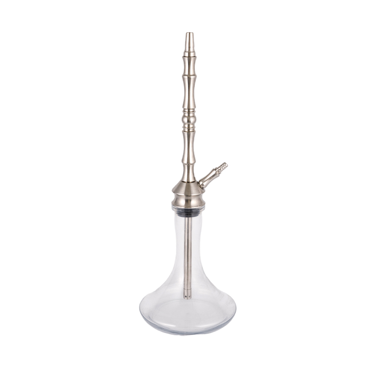 Thủy tinh trong suốt Thép không gỉ màu bạc Ống kim loại-1 Hookah một lỗ 68cm