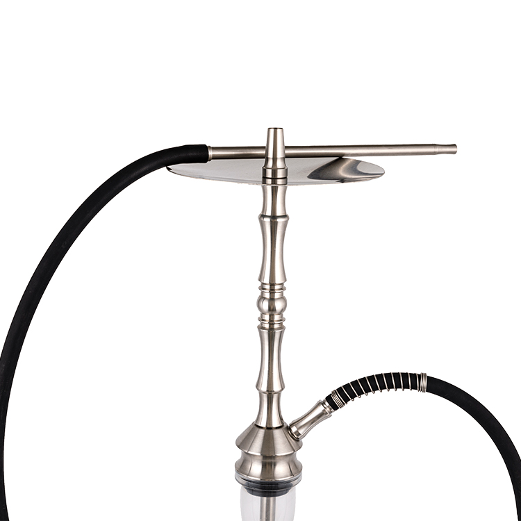 Thủy tinh trong suốt Thép không gỉ màu bạc Ống kim loại-1 Hookah một lỗ 68cm