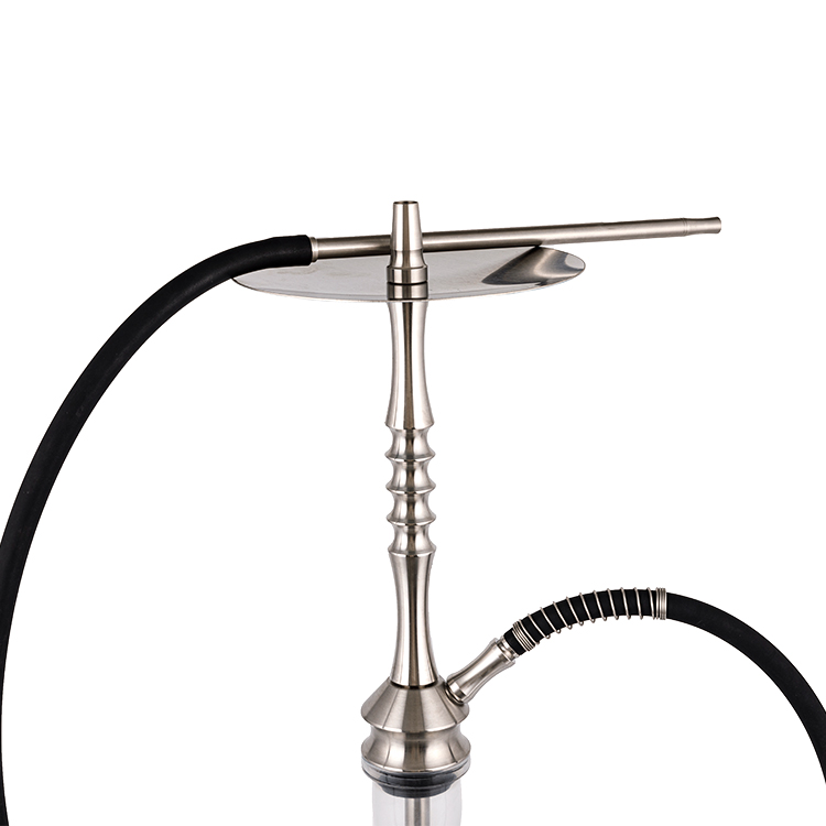 Thủy tinh trong suốt Thép không gỉ màu bạc Ống kim loại-2 Hookah một lỗ 68cm