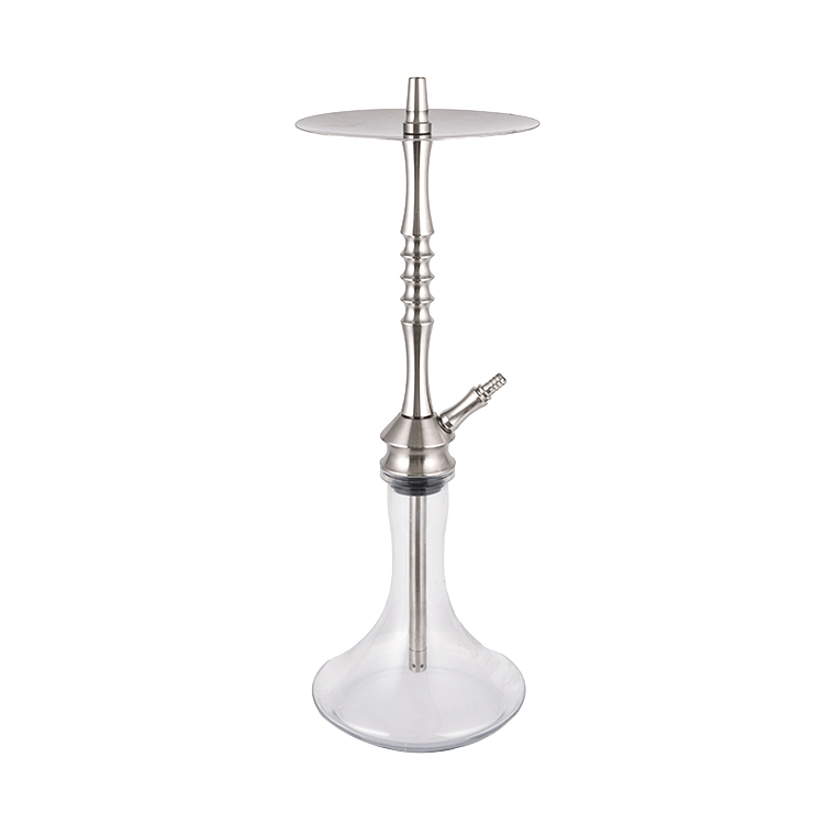 Thủy tinh trong suốt Thép không gỉ màu bạc Ống kim loại-2 Hookah một lỗ 68cm