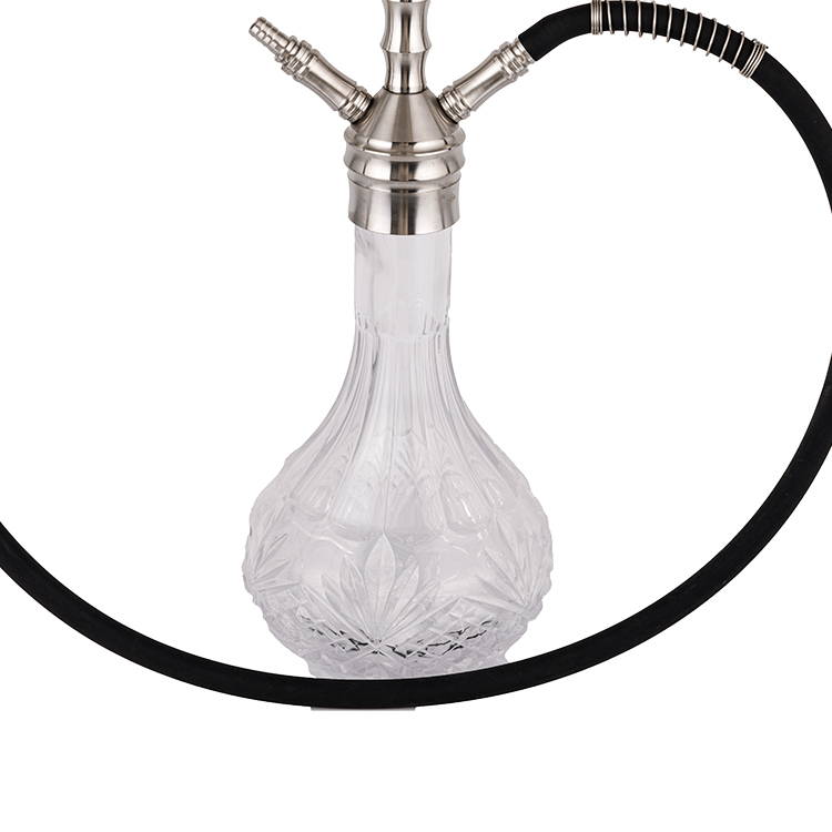 Hookah hai lỗ bằng kính trong suốt bằng thép không gỉ màu bạc 57cm