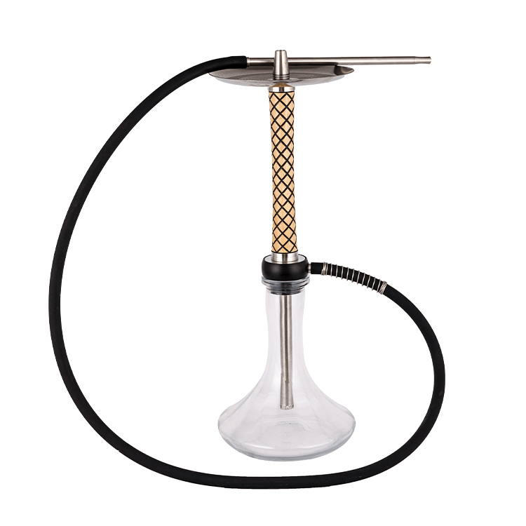 Gỗ thủy tinh trong suốt + Pom + Ống gỗ bằng thép không gỉ-1 Hookah một lỗ 58cm