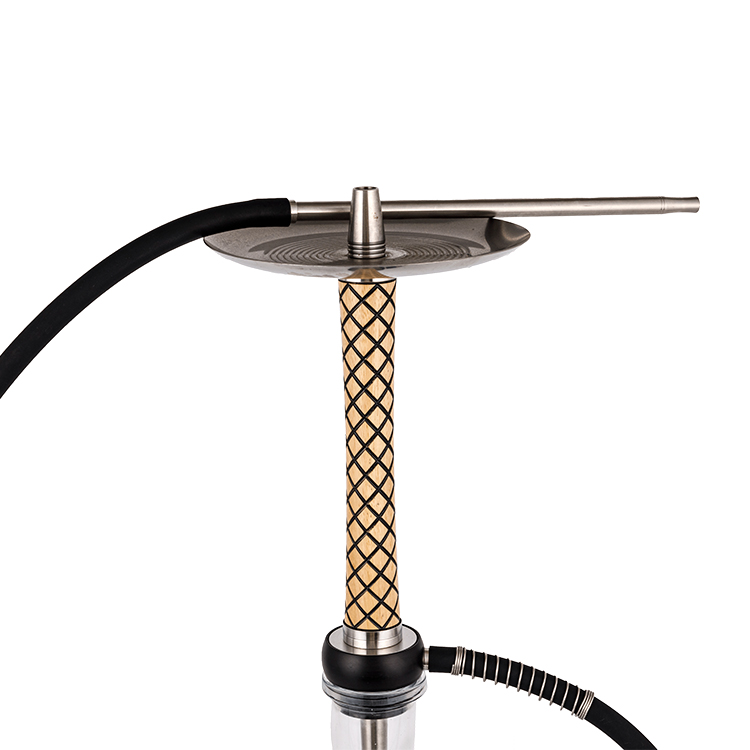 Gỗ thủy tinh trong suốt + Pom + Ống gỗ bằng thép không gỉ-1 Hookah một lỗ 58cm