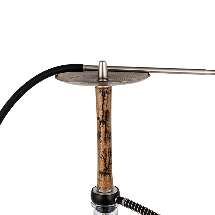 Gỗ thủy tinh trong suốt + Pom + Ống gỗ bằng thép không gỉ-2 Hookah một lỗ 58cm