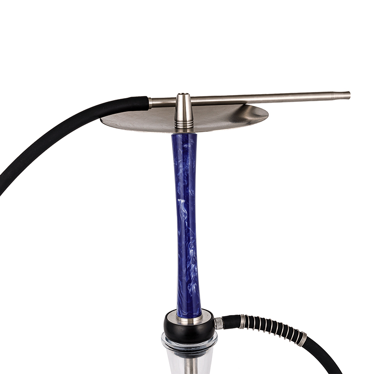 Nhựa thủy tinh trong suốt + Thép không gỉ + Pom 1 lỗ màu xanh đậm Hookah 58cm