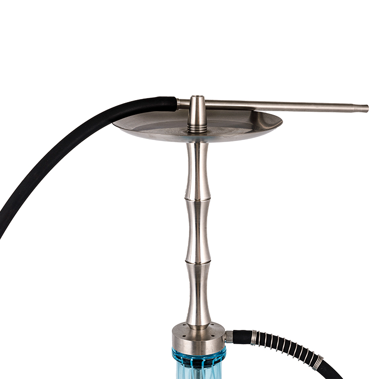 Hoa văn màu xanh Thủy tinh Bạc Thép không gỉ Ống kim loại-1 Hookah một lỗ 60 cm