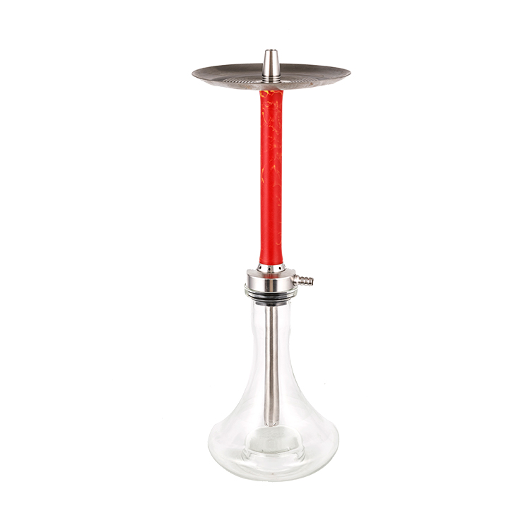 Thủy tinh trong suốt Ống nhựa đỏ 1 lỗ Hookah 58cm