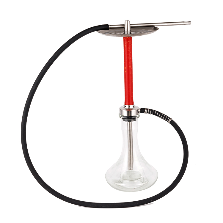 Thủy tinh trong suốt Ống nhựa đỏ 1 lỗ Hookah 58cm