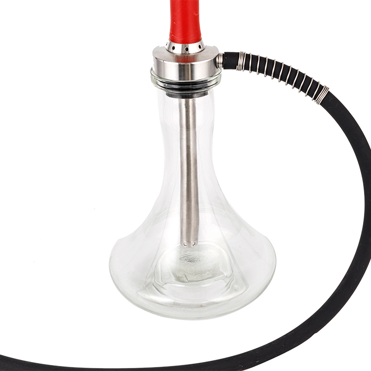 Thủy tinh trong suốt Ống nhựa đỏ 1 lỗ Hookah 58cm