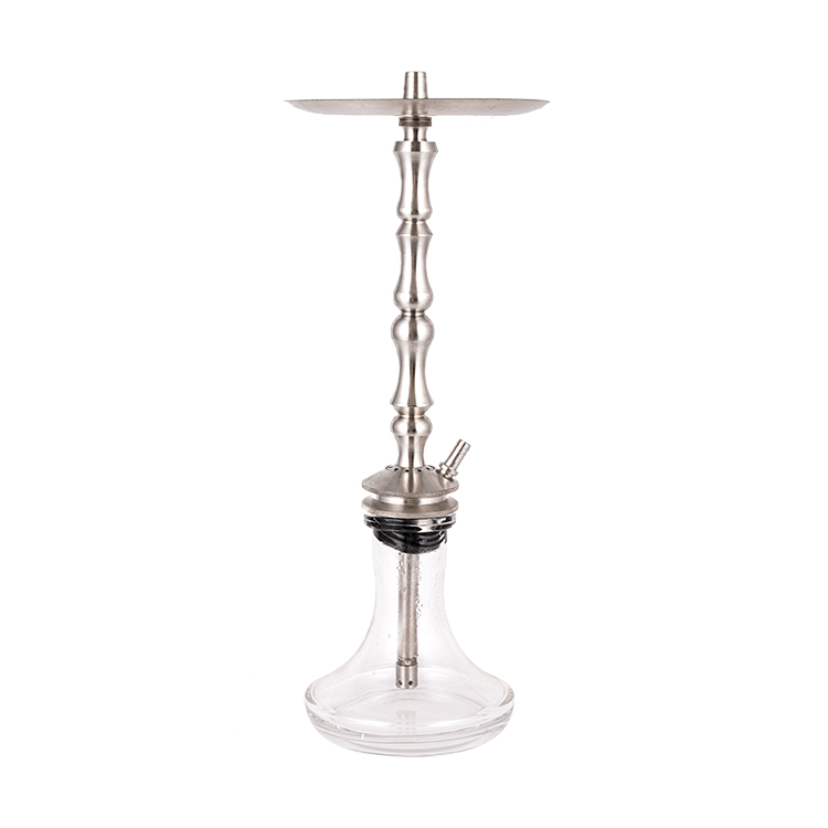 Ống kim loại bằng thép không gỉ màu bạc trong suốt bằng thủy tinh-3 Hookah một lỗ 64cm