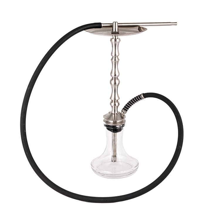 Ống kim loại bằng thép không gỉ màu bạc trong suốt bằng thủy tinh-3 Hookah một lỗ 64cm