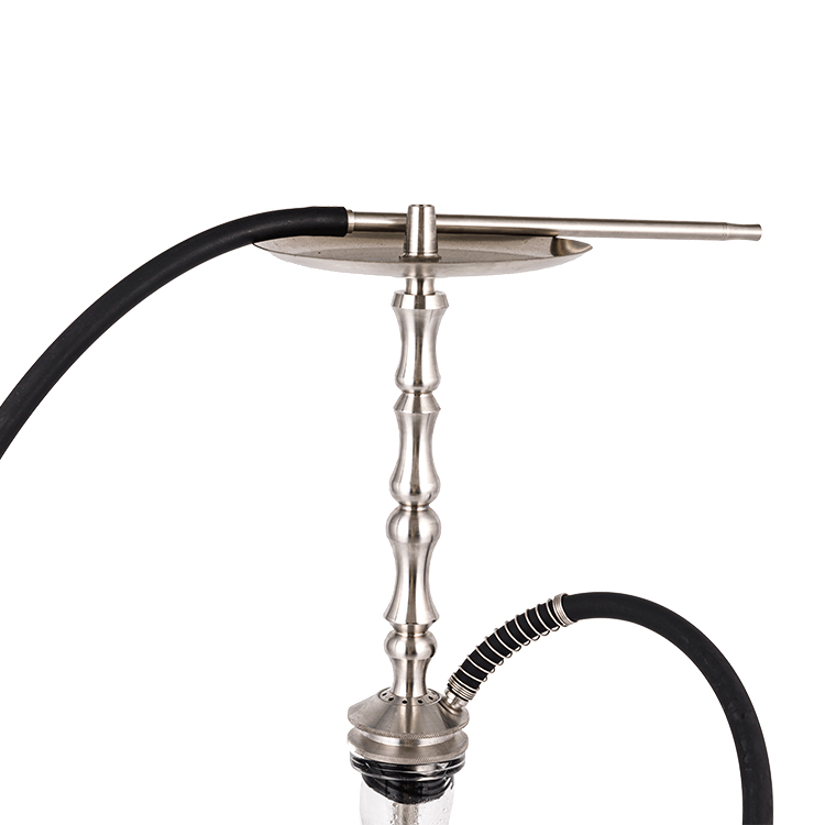 Ống kim loại bằng thép không gỉ màu bạc trong suốt bằng thủy tinh-3 Hookah một lỗ 64cm