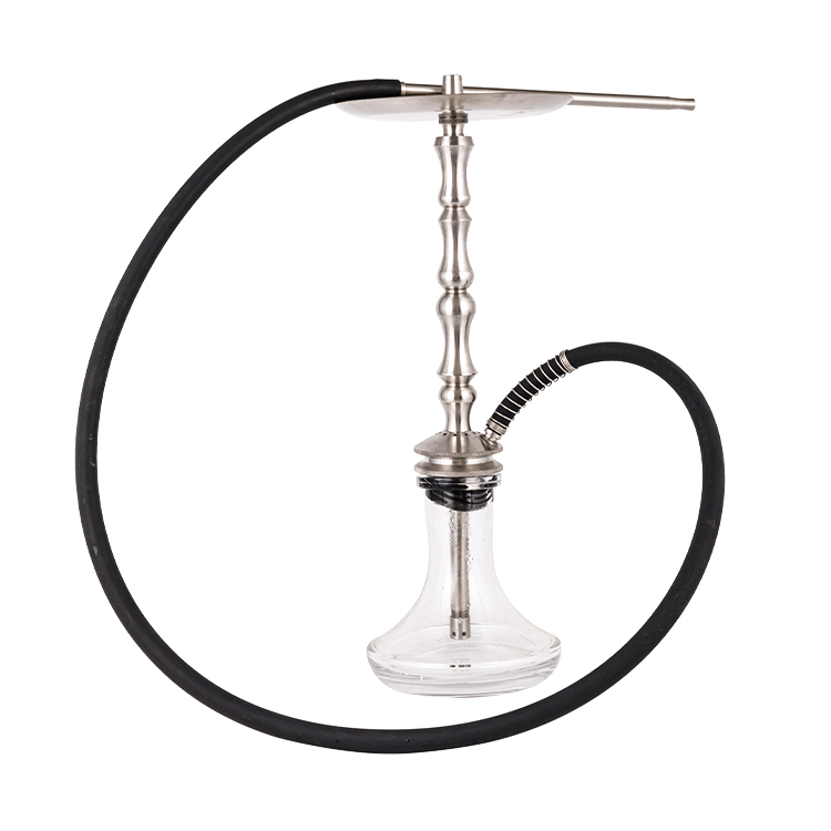 Ống kim loại bằng thép không gỉ màu bạc trong suốt bằng thủy tinh-3 Hookah một lỗ 64cm