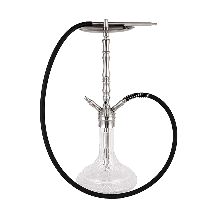 Màu bạc trong suốt bằng thép không gỉ và họa tiết thủy tinh Bốn lỗ Hookah 64cm