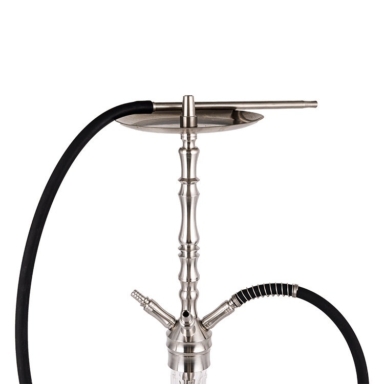 Màu bạc trong suốt bằng thép không gỉ và họa tiết thủy tinh Bốn lỗ Hookah 64cm