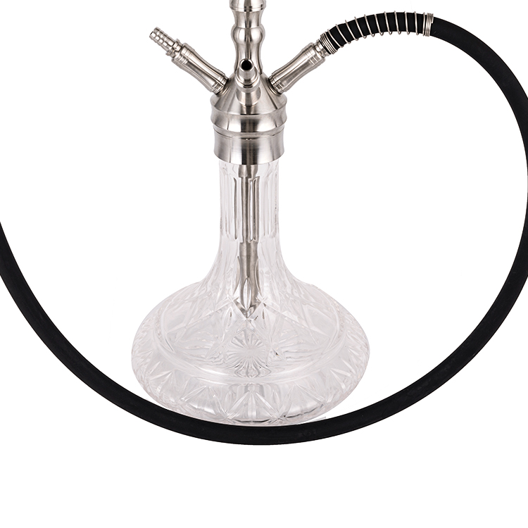 Màu bạc trong suốt bằng thép không gỉ và họa tiết thủy tinh Bốn lỗ Hookah 64cm