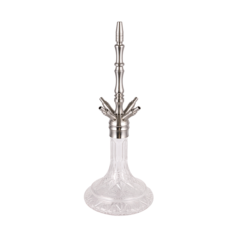 Hookah bốn lỗ bằng kính trong suốt bằng thép không gỉ màu bạc 61m