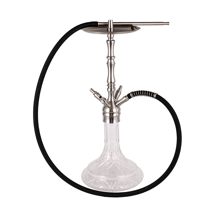 Hookah bốn lỗ bằng kính trong suốt bằng thép không gỉ màu bạc 61m