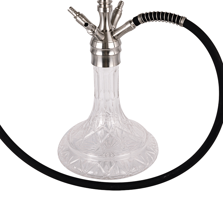 Hookah bốn lỗ bằng kính trong suốt bằng thép không gỉ màu bạc 61m