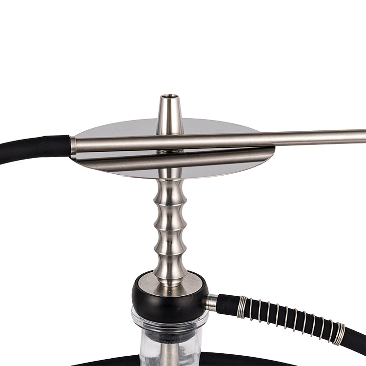 Kính trong suốt Pom + Ống kim loại thép không gỉ 1 lỗ Hookah 40cm