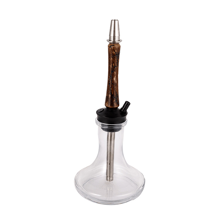 Kính trong suốt Gỗ + Pom + Chất liệu thép không gỉ Ống gỗ 1 lỗ Hookah 40cm