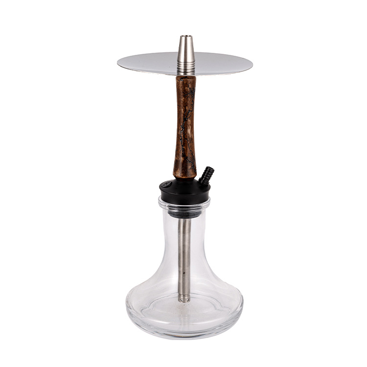 Kính trong suốt Gỗ + Pom + Chất liệu thép không gỉ Ống gỗ 1 lỗ Hookah 40cm