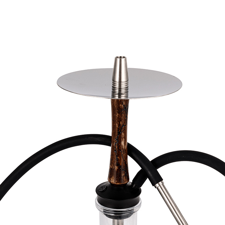 Kính trong suốt Gỗ + Pom + Chất liệu thép không gỉ Ống gỗ 1 lỗ Hookah 40cm