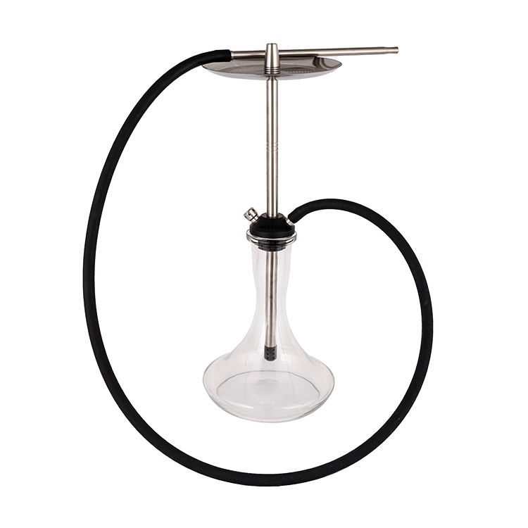 Pom thủy tinh trong suốt + Hookah bạc đôi bằng thép không gỉ 56cm