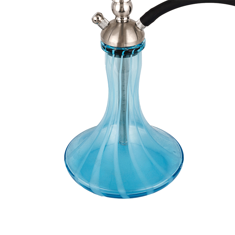 Hookah hai lỗ bằng thép không gỉ màu xanh bạc thủy tinh 58cm