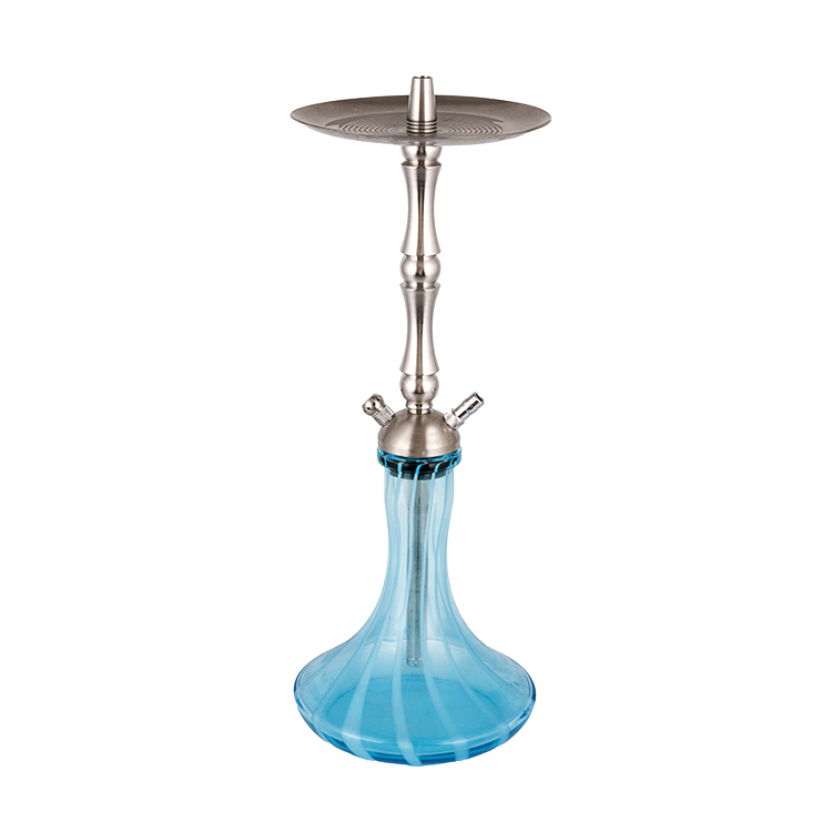 Hookah hai lỗ bằng thép không gỉ màu xanh bạc thủy tinh 58cm