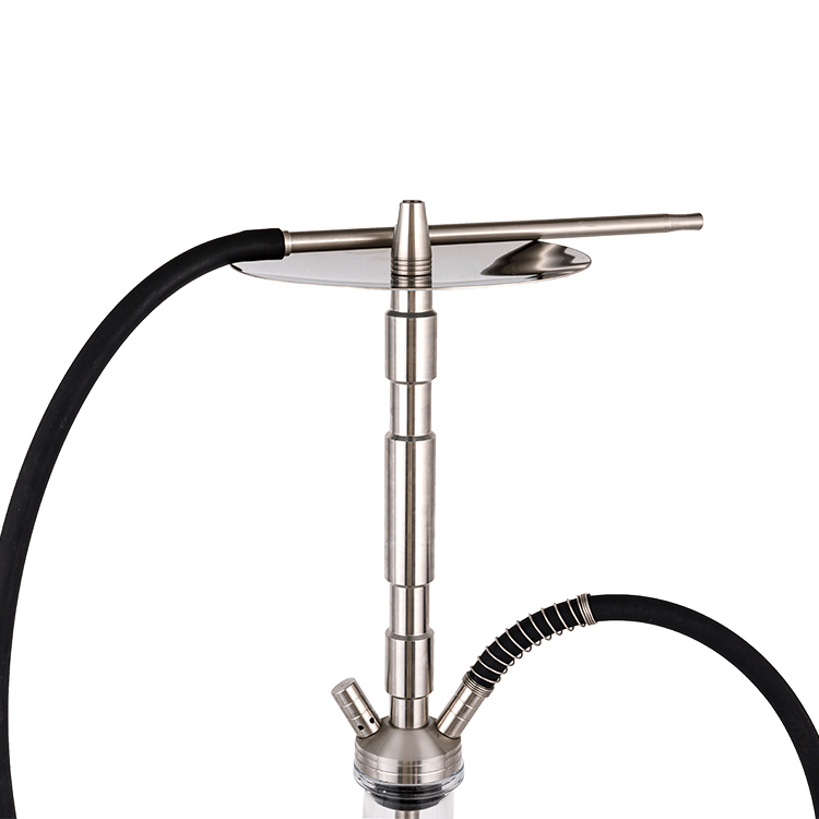 Thép không gỉ màu bạc Kính trong hai lỗ Hookah 58cm